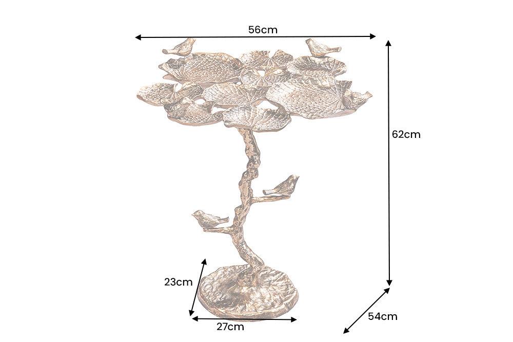 Beistelltisch BIRDS 60cm Blatt Design Antik Messing Outdoor