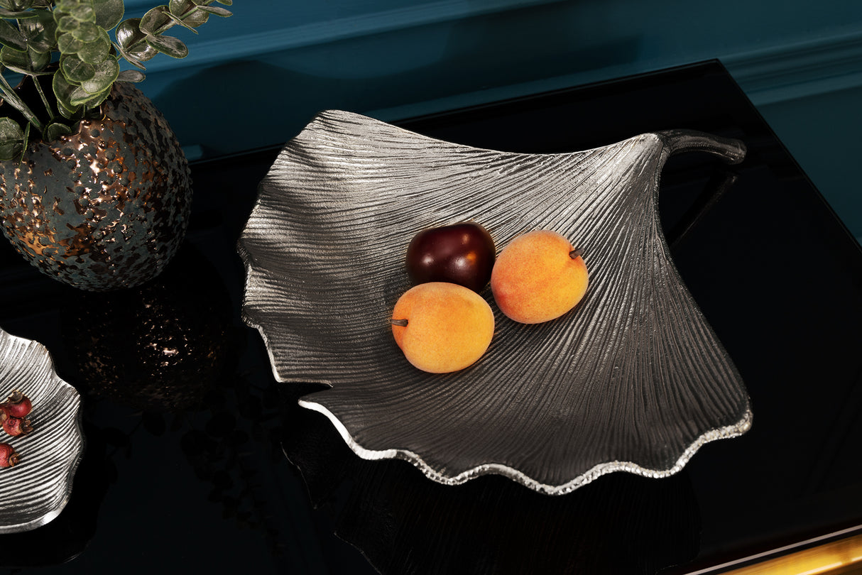 Decoration bowl GINKGO 42cm silver