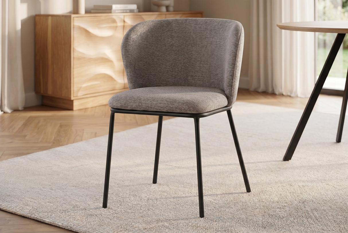 Stuhl LYON Metallgestell schwarz graubeige