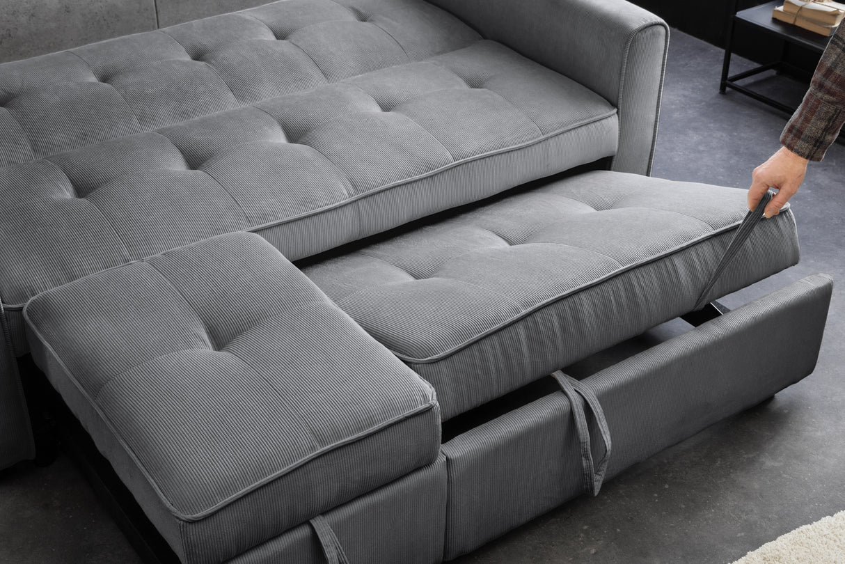 Sofa bed SMART 180cm 2-seater cord grey