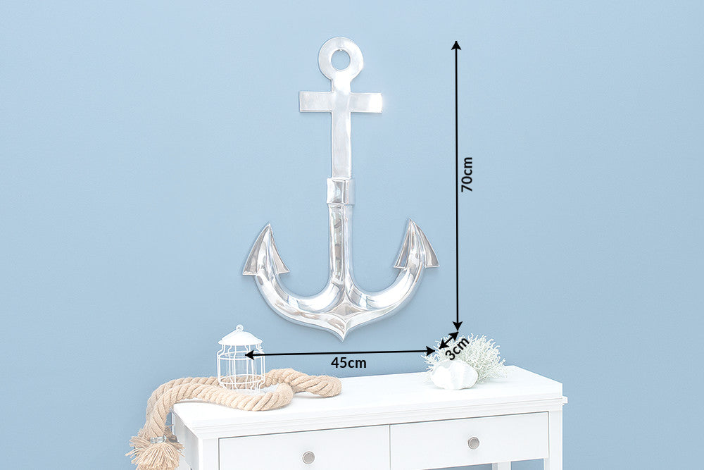 Wall decoration ANCHOR 70cm 3D silver aluminium