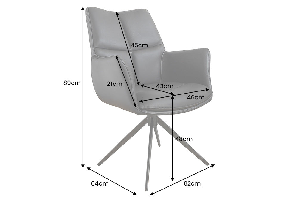 Drehstuhl PAPILLON 360° drehbar m/ Armlehnen Gestell schwarz Leder braun