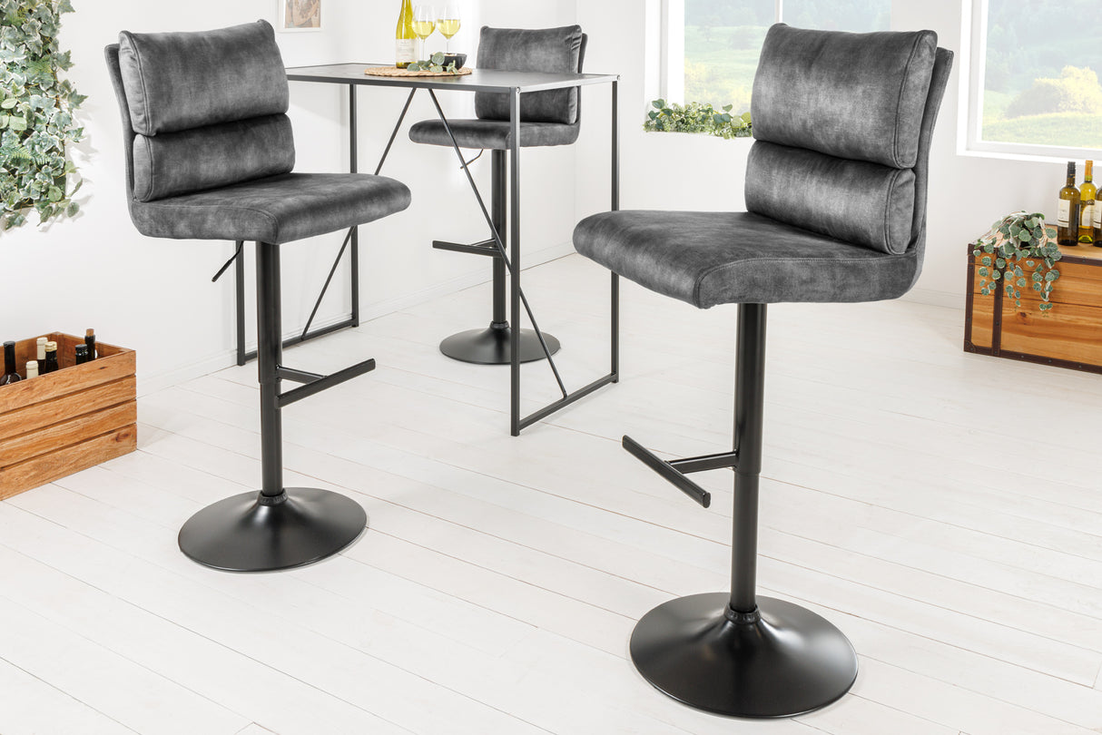 Bar stool COMFORT 64-85cm velvet dark grey