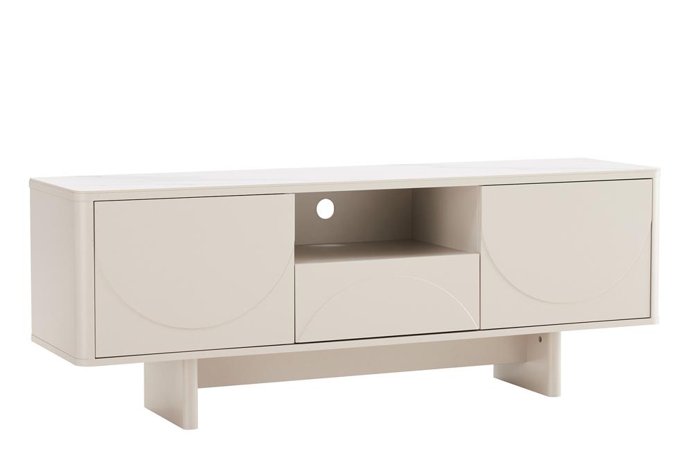 TV-Wand SAVOY 150 cm 3D mit weißer Marmorkeramik-Oberfläche