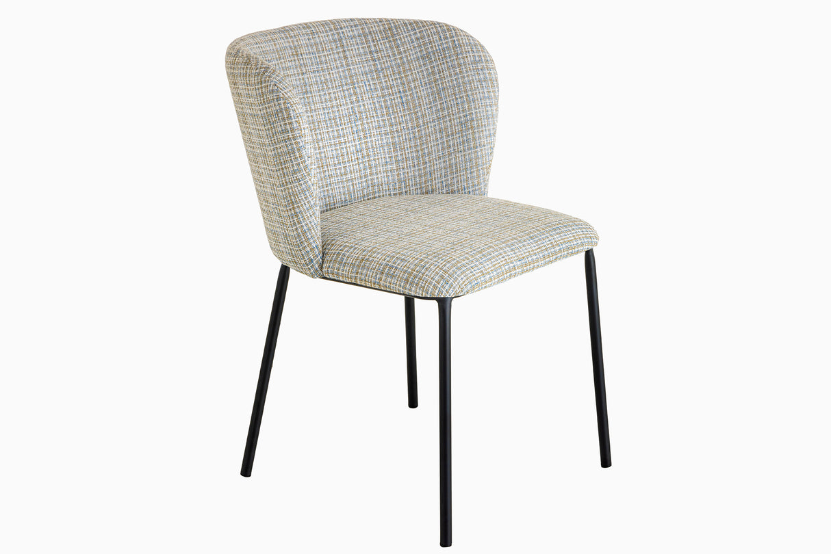 Stuhl LYON Bouclé blau kariert