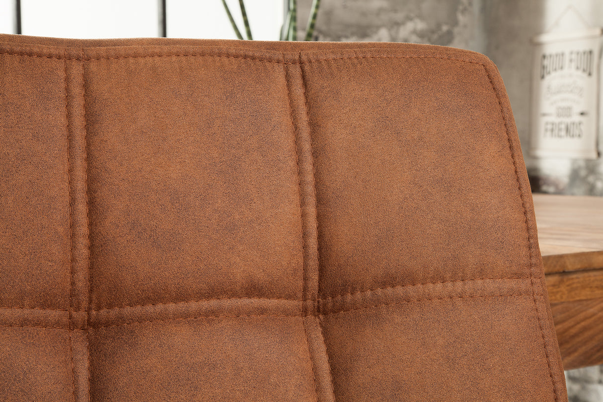 Cantilever chair MODENA microfibre vintage light brown with black iron legs