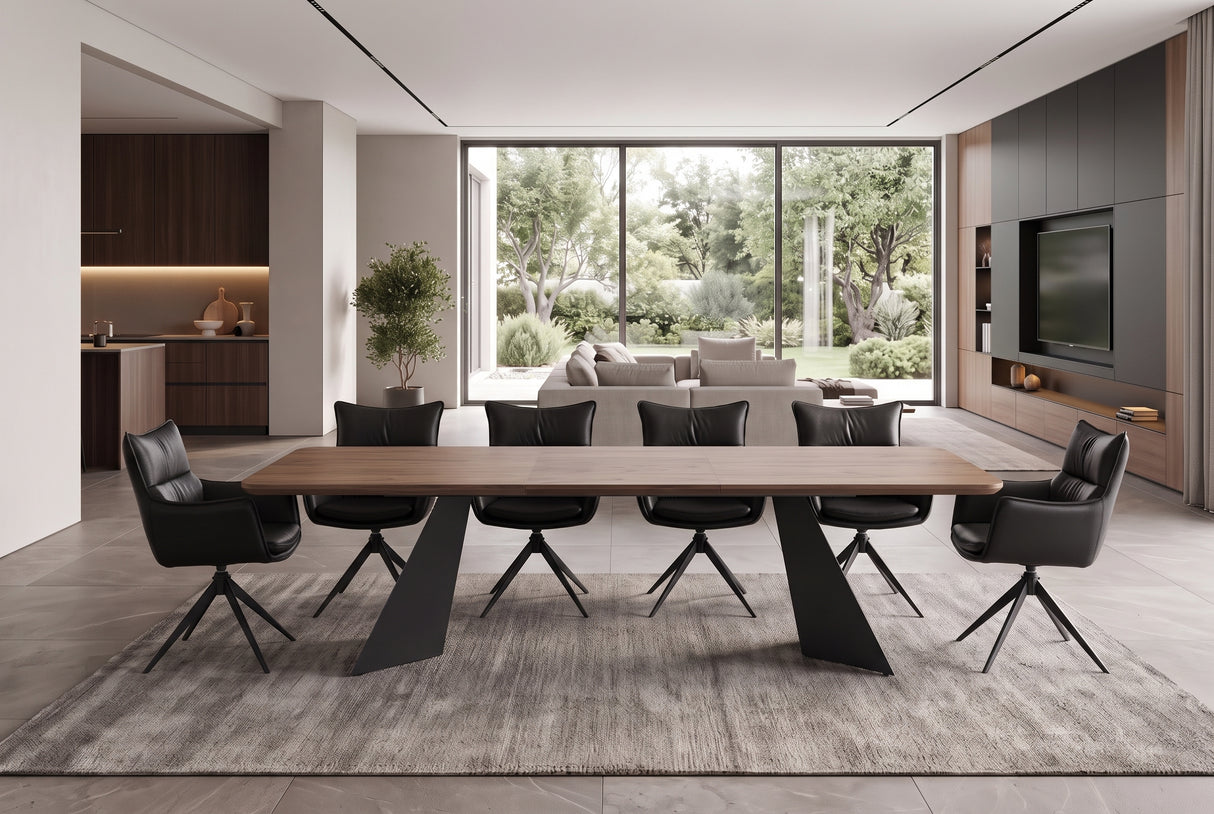 Esstisch PRESTIGE 180-240cm ausziehbar Nussbaumholz furniert natur
