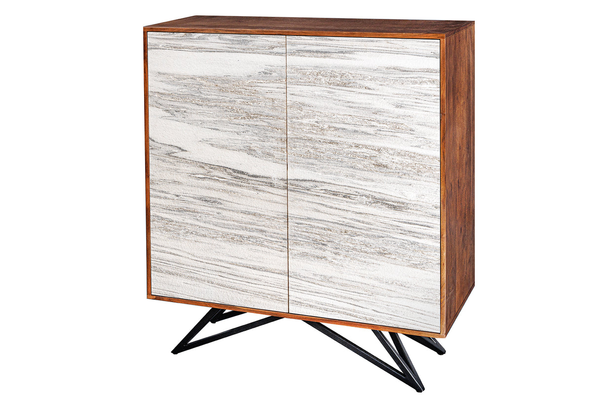 Highboard MOUNTAIN SOUL 120cm acacia natural stone look white grey