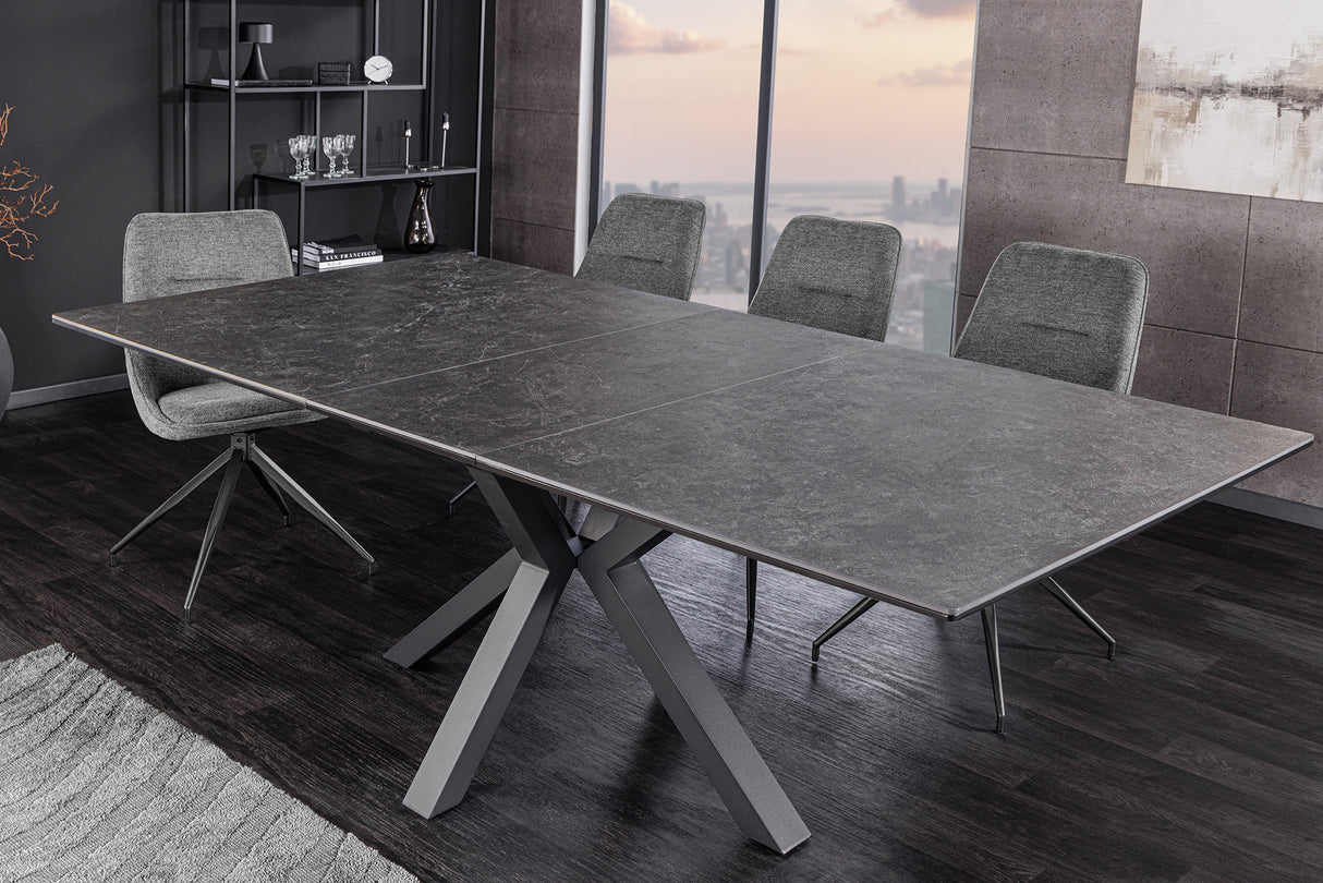 Dining table ETERNITY 160-200cm graphite grey ceramic with tempered glass
