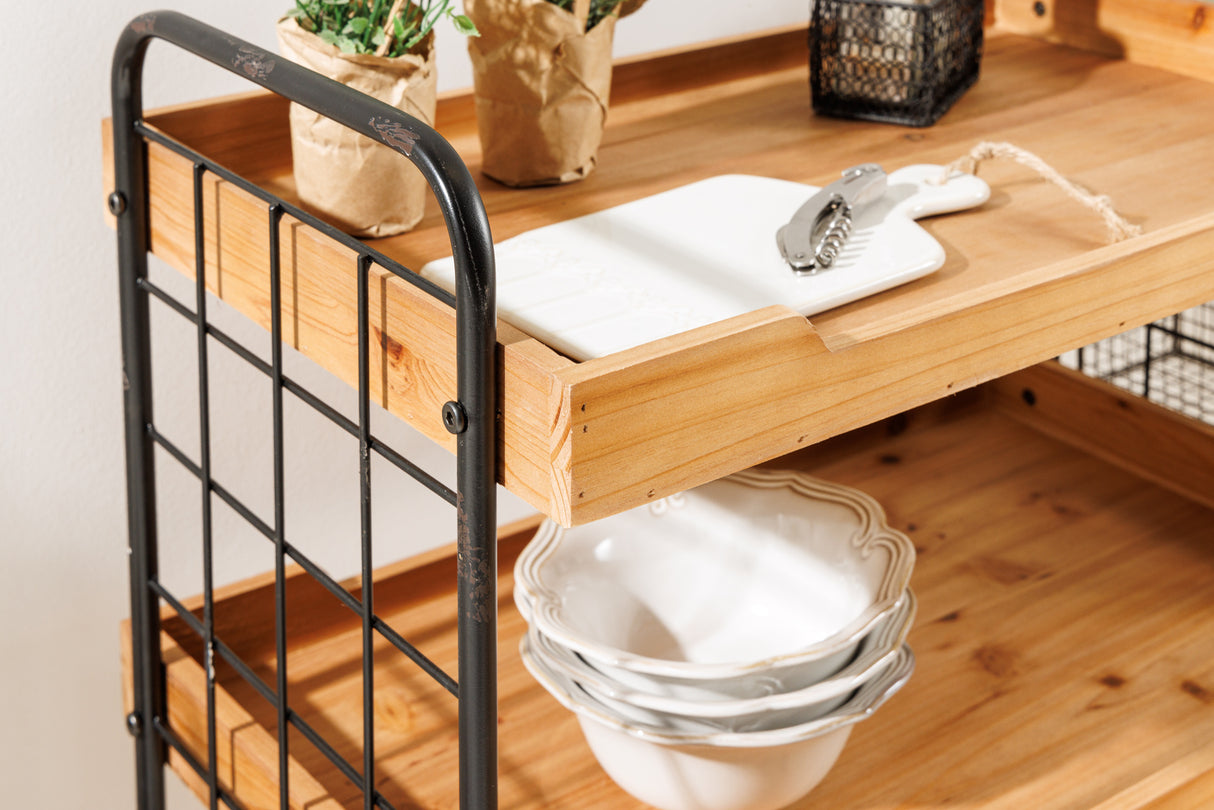 Trolley SEVEN SEAS 80cm w/ removable trays pine wood and painted iron