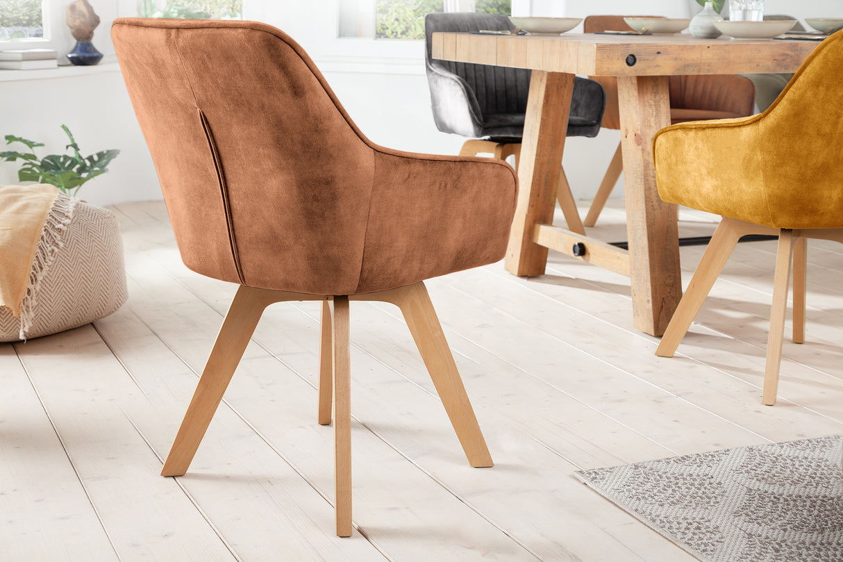 Drehstuhl LIVORNO 180° Samt braun