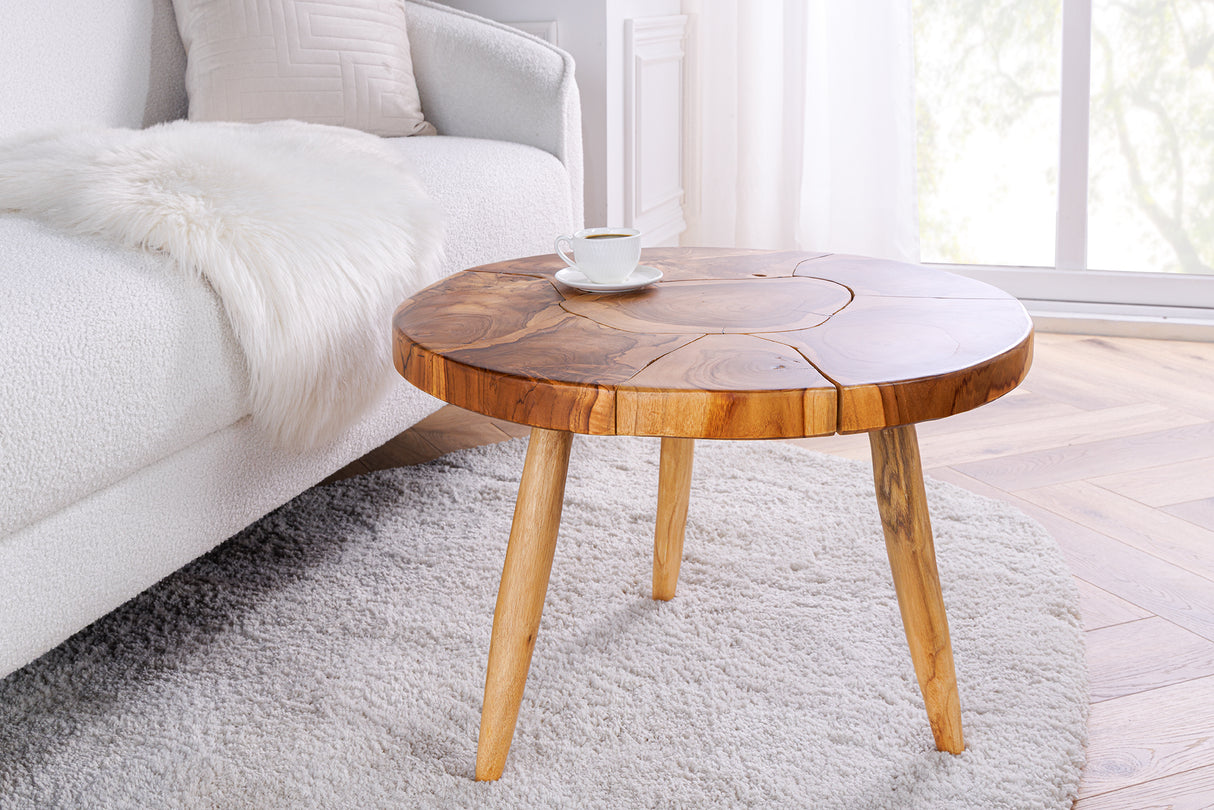 Coffee table MOSAIK Ø 60cm teak wood natural