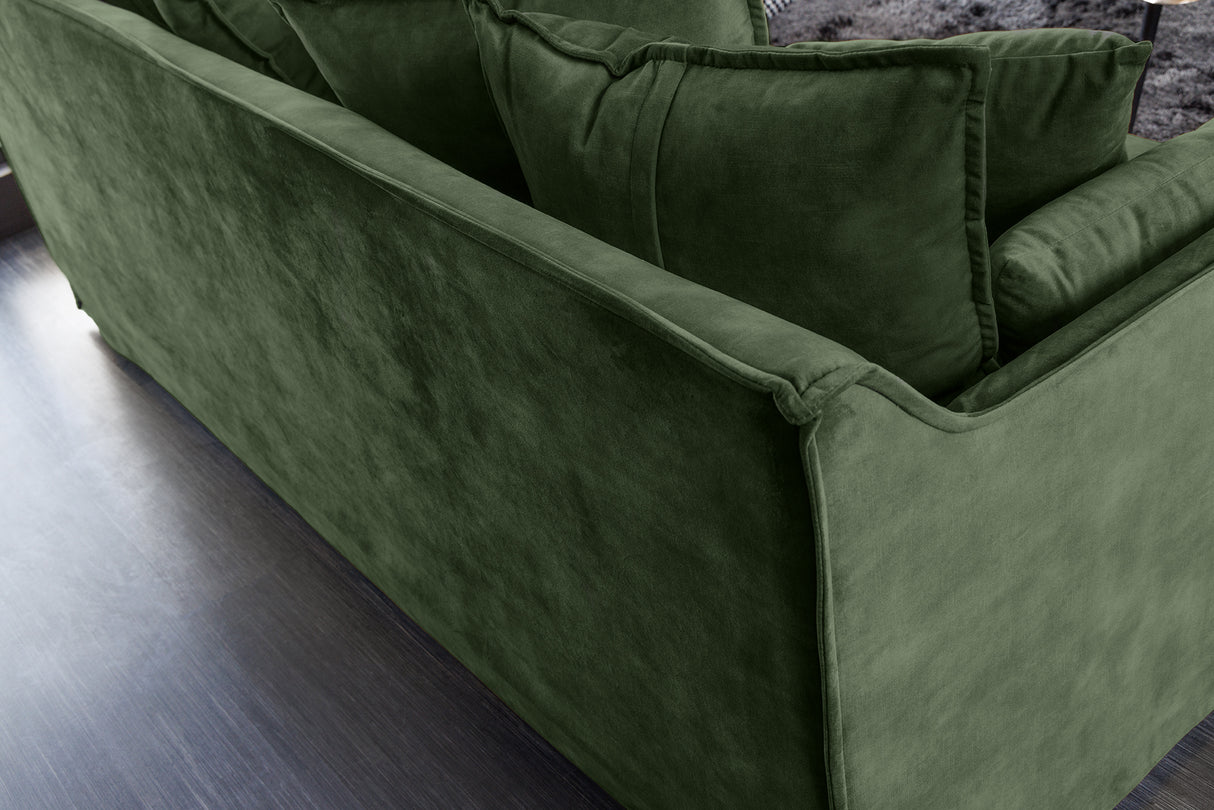 Sofa HEAVEN 200cm 3-Sitzer Federkern abnehmbarer Bezug Samt dunkelgrün