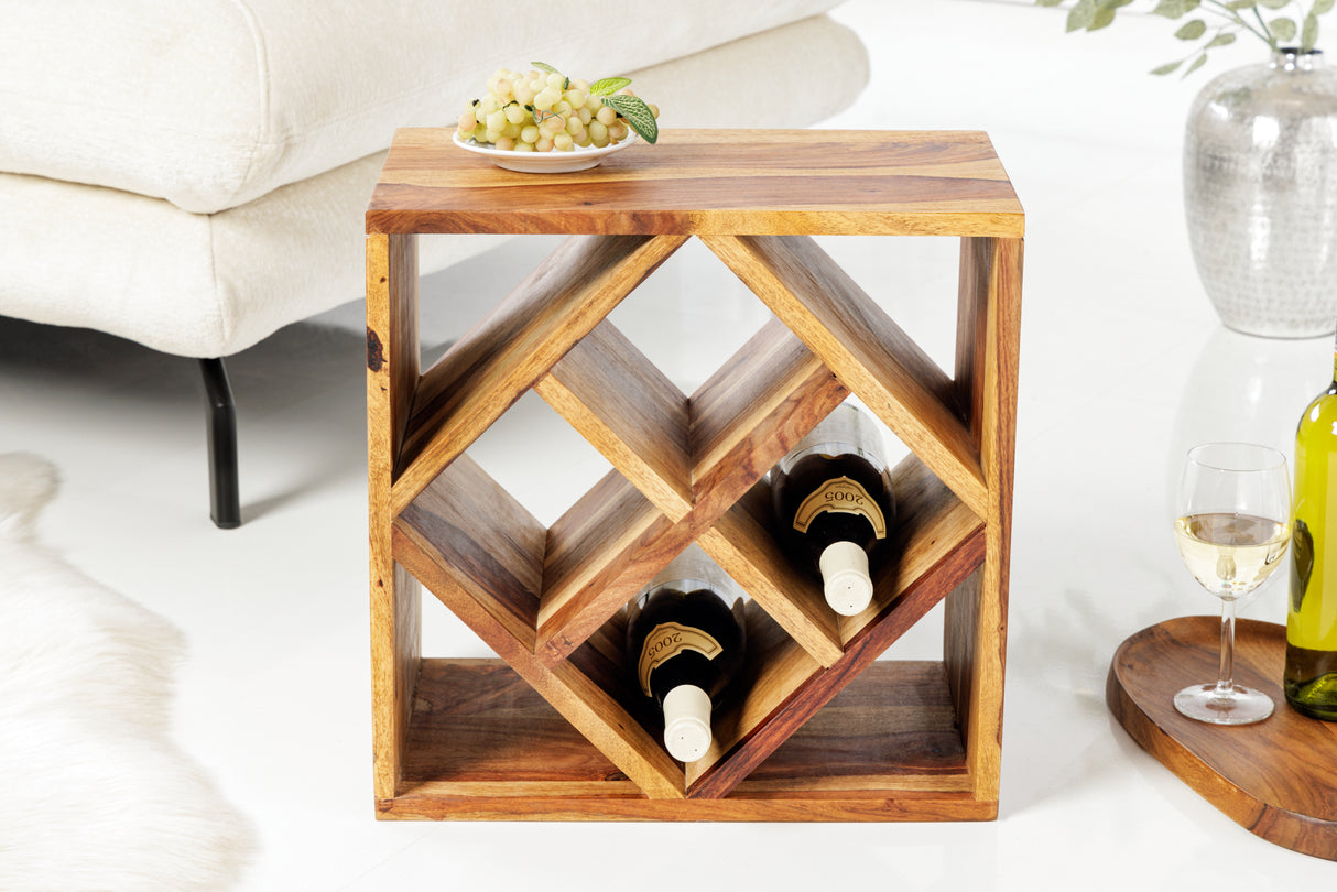 Wine shelf CUBUS 40cm for 8 bottles sheesham wood