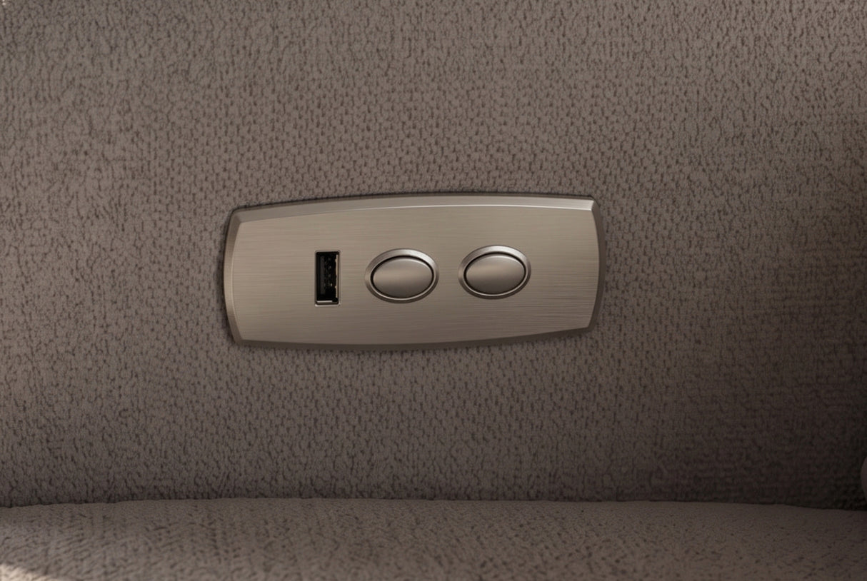Kinosessel PRIORITY 360° drehbar elektrisch verstellbar mit USB-Anschluss Strukturstoff Greige