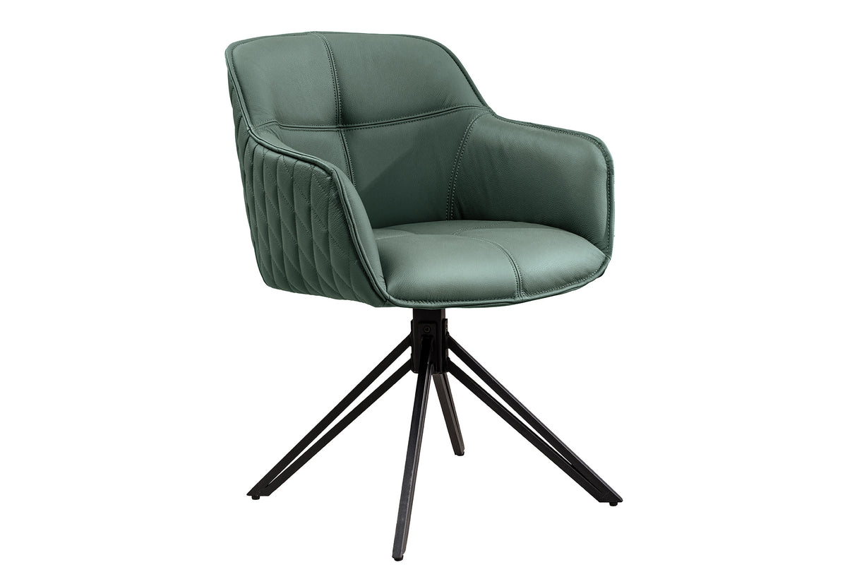 Drehstuhl EUPHORIA drehbar 180° mit Armlehnen Leder grün