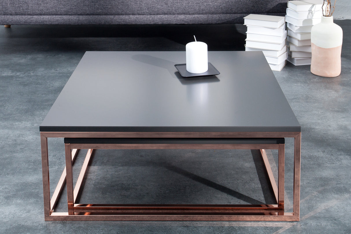 Couchtisch ELEMENTS 65-75cm 2er Set Anthrazit Kupfer