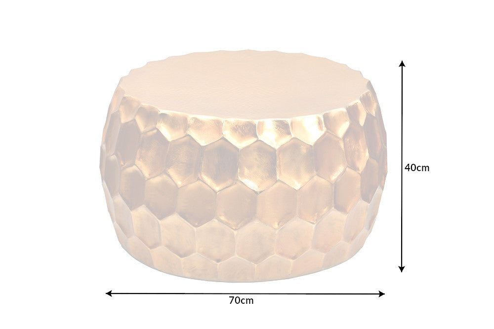 Couchtisch ORGANIC ORIENT 70cm mit Hammerschlageffekt und Kammmuster gold