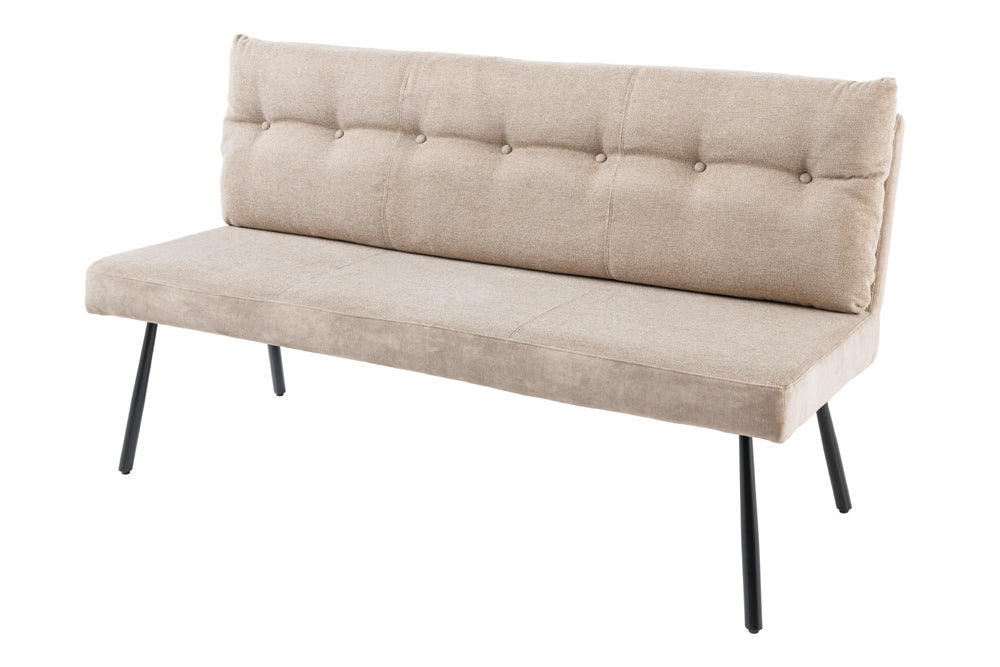 Bench BIG GEORGE 160cm flat woven fabric spring core velvet champagne beige