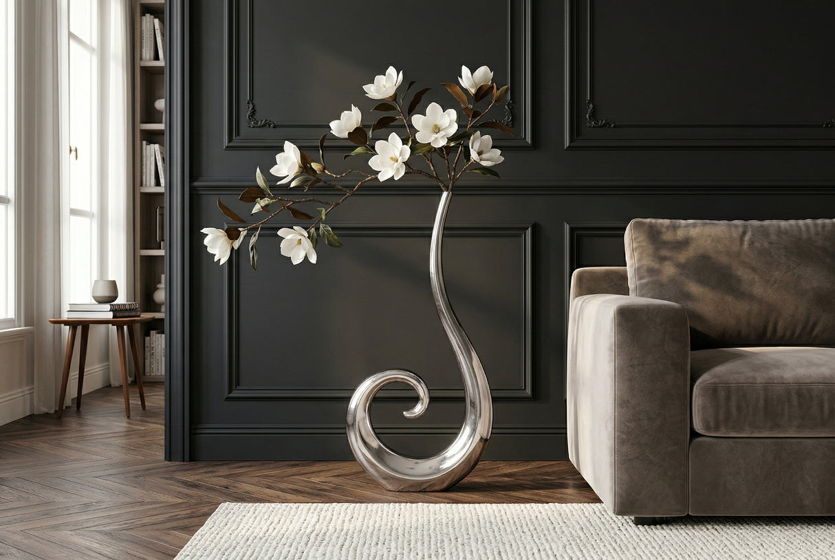 Vase WAVE XL 106cm silber aluminium