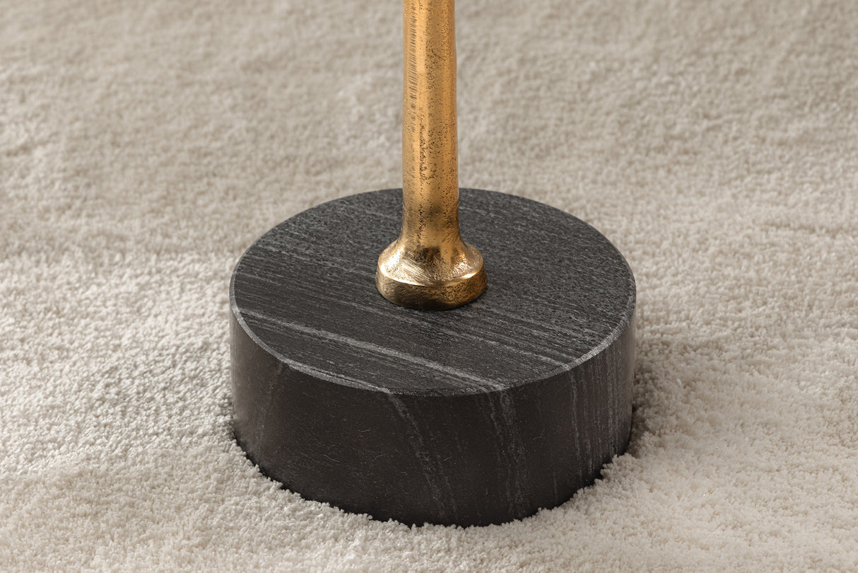 Beistelltisch TRAYFUL 55cm quadratisch 35cm Akazienplatte und Marmorsockel