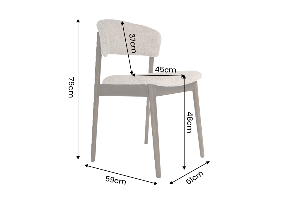 Chair VALHALLA WOOD textured fabric beige and oak wood brown
