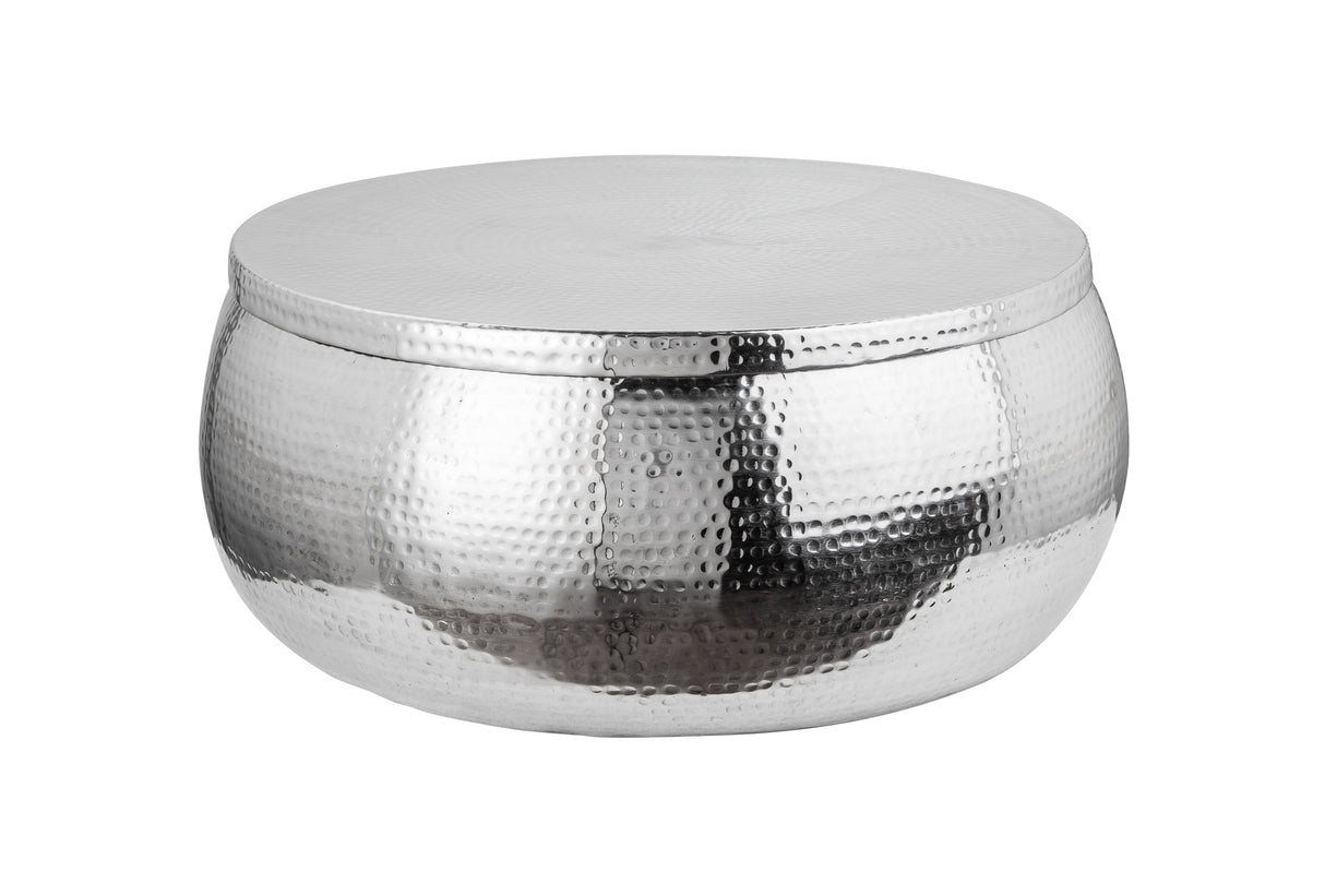 Couchtisch ORGANIC ORIENT 70cm mit Hammerschlageffekt silber