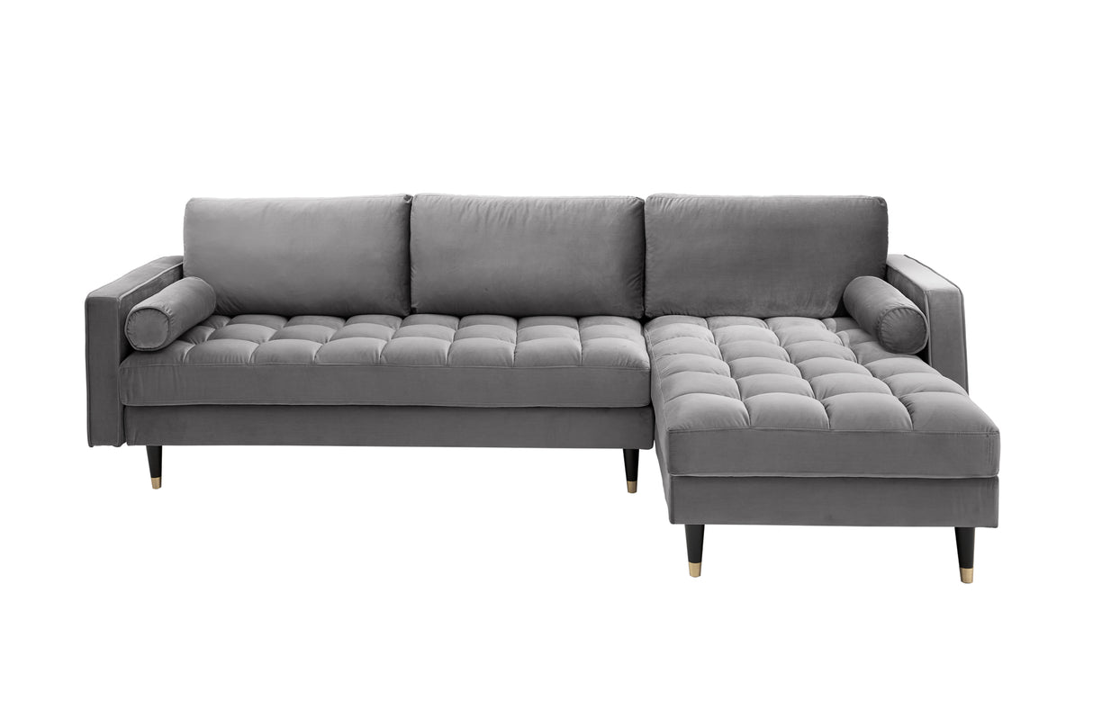 Corner sofa COZY VELVET 260cm velvet grey