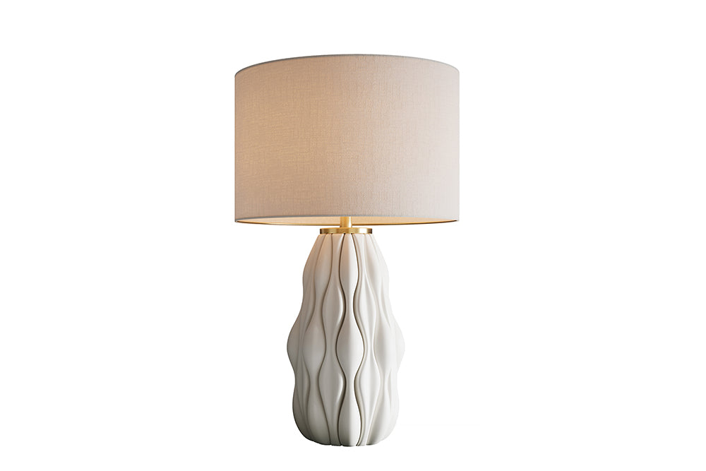 Table lamp ELEGANCIA 65cm white lampshade ceramic white golden