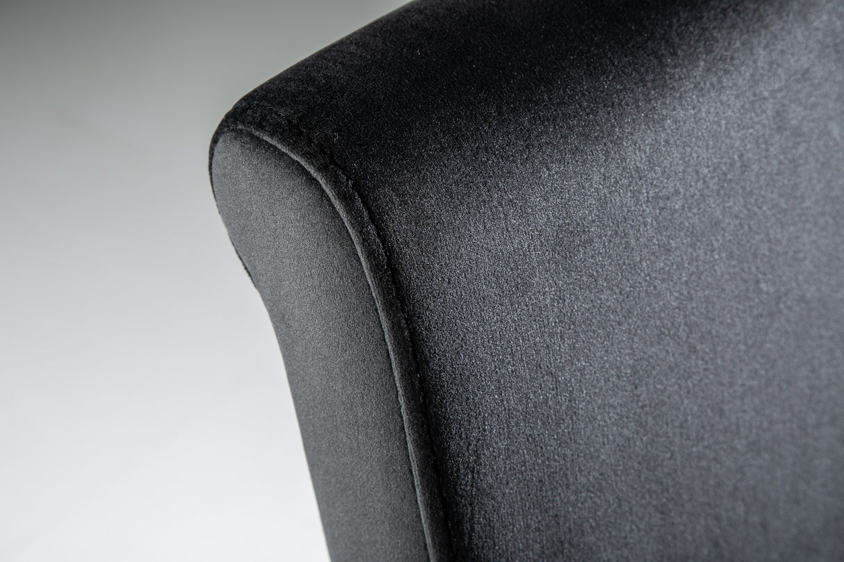 Chair MODERN BAROCK w/ silver legs velvet black