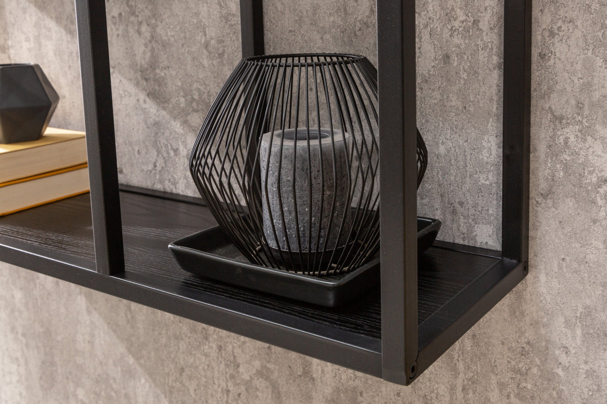 Wall shelf SLIM LINE 90cm ash wood look black