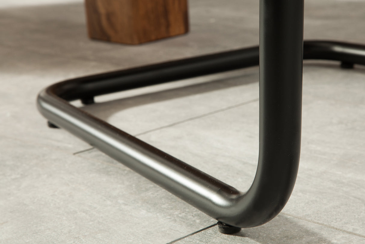 Cantilever chair MODENA microfibre grey with black iron legs