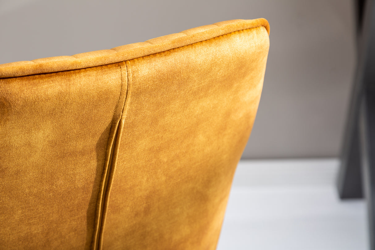 Bürostuhl TURIN 47-56cm mit Armlehnen Samt senfgelb