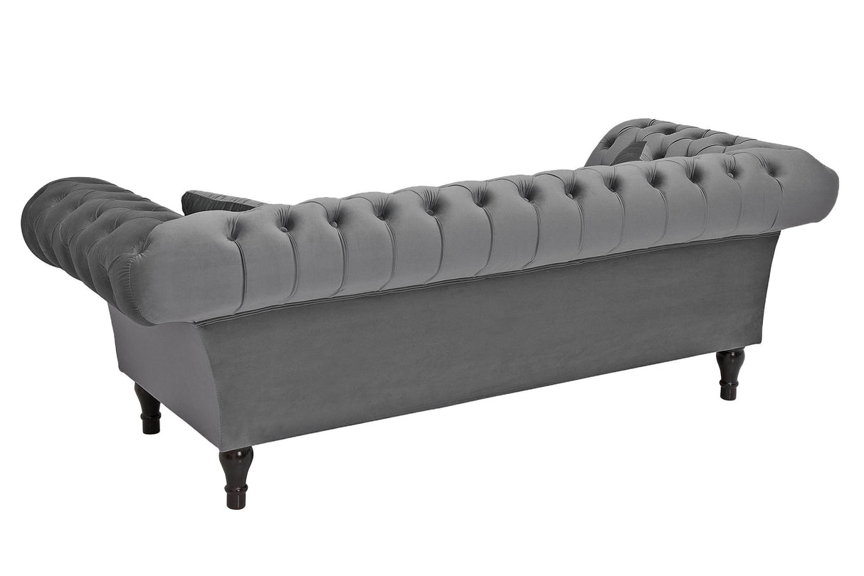 Sofa PARIS CHESTERFIELD 225cm Samt silbergrau