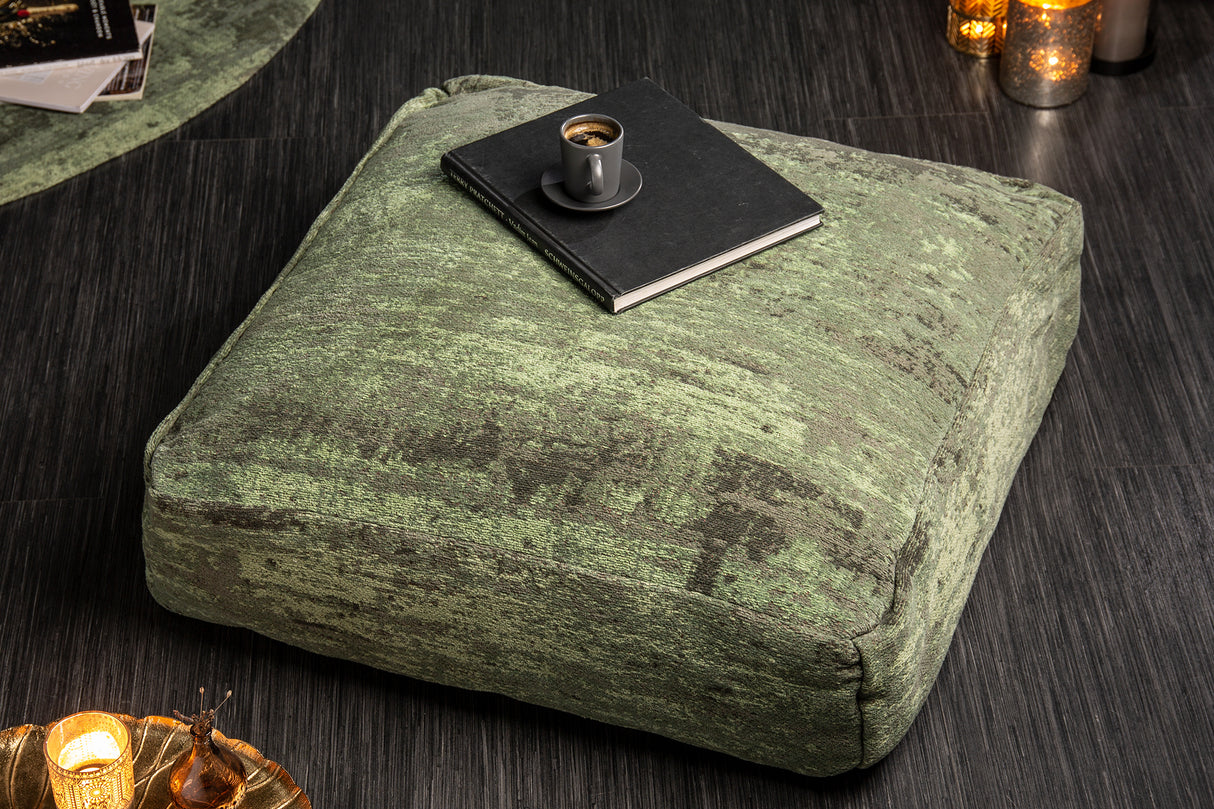 Floor cushion MODERN ART 70cm flat woven fabric green