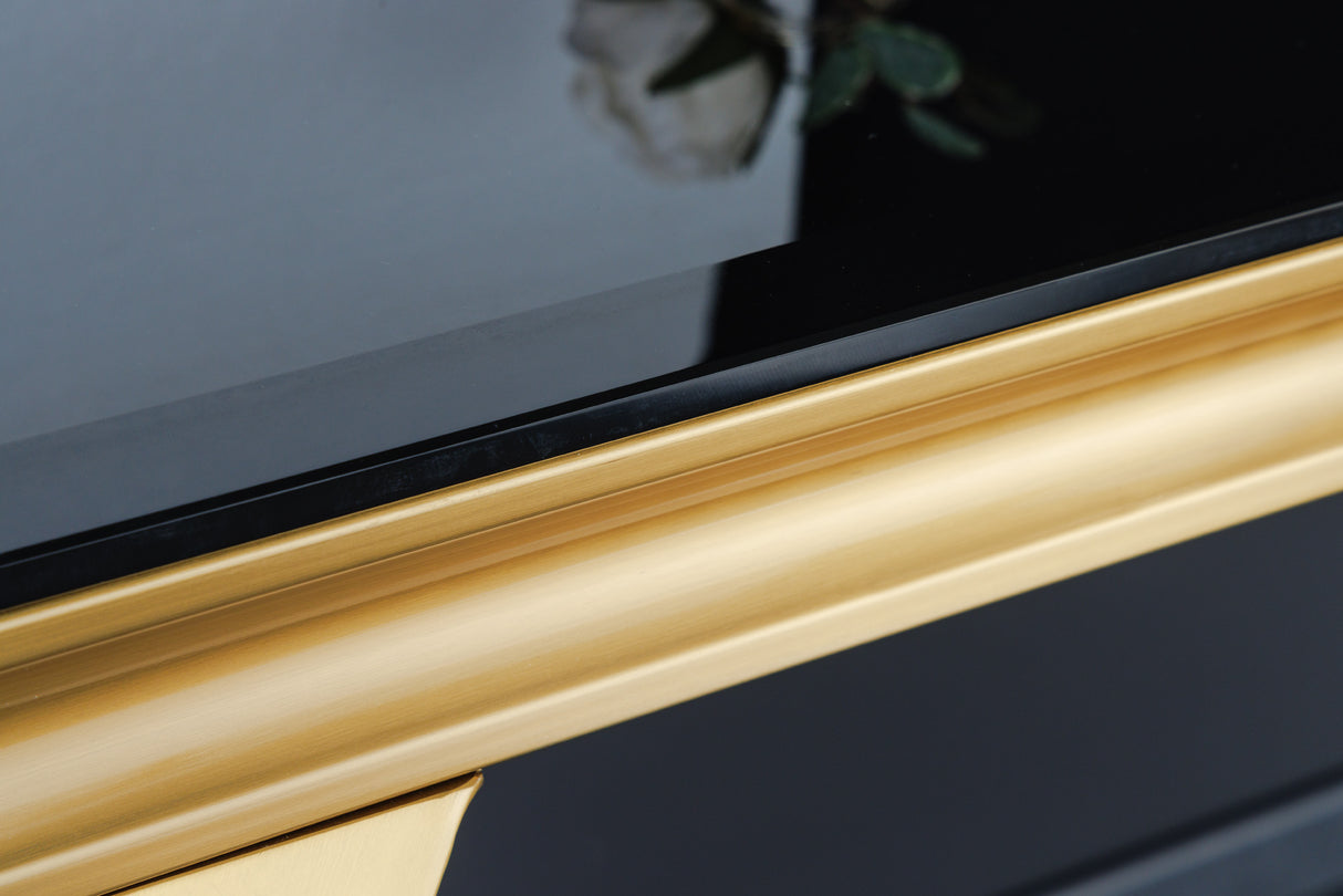 Console MODERN BAROCK 140cm tempered opal glass black gold