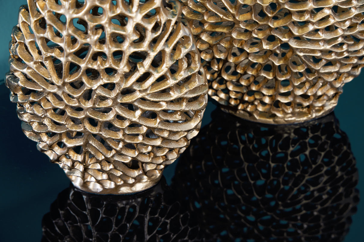 Vase ABSTRACT LEAF 30+40cm set of 2 gold