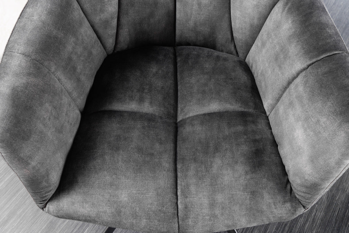 Swivel chair PAPILLON rotatable 180° w/ armrests velvet grey