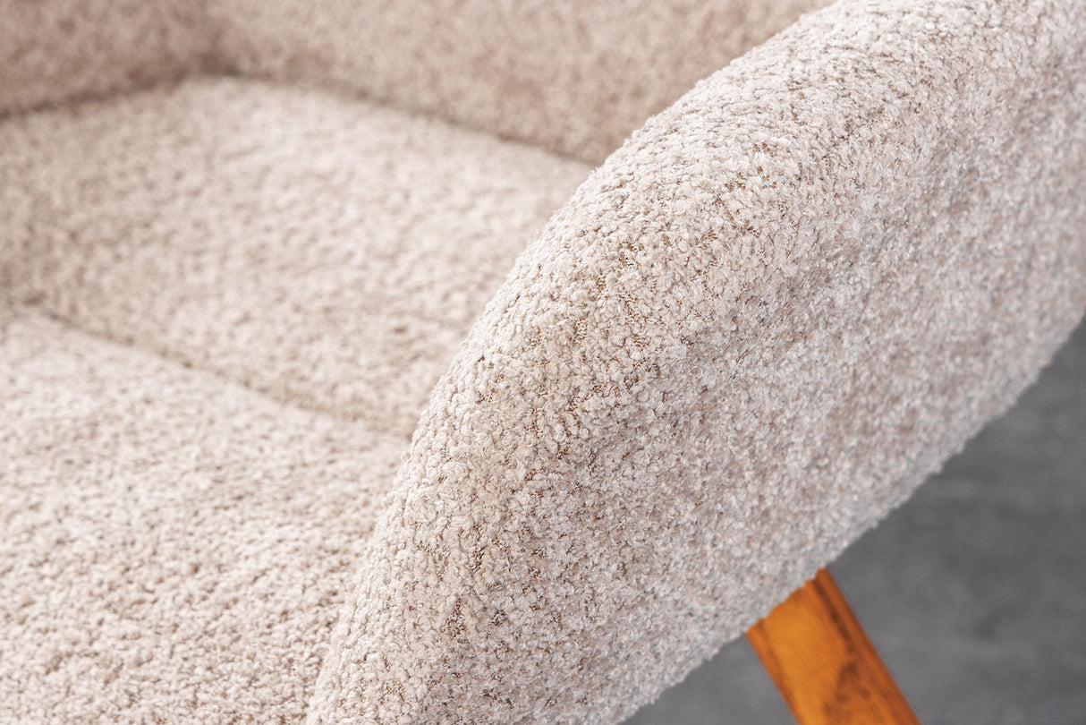 Swivel chair BALTIC rotatable 360° w/ armrests bouclé beige natural