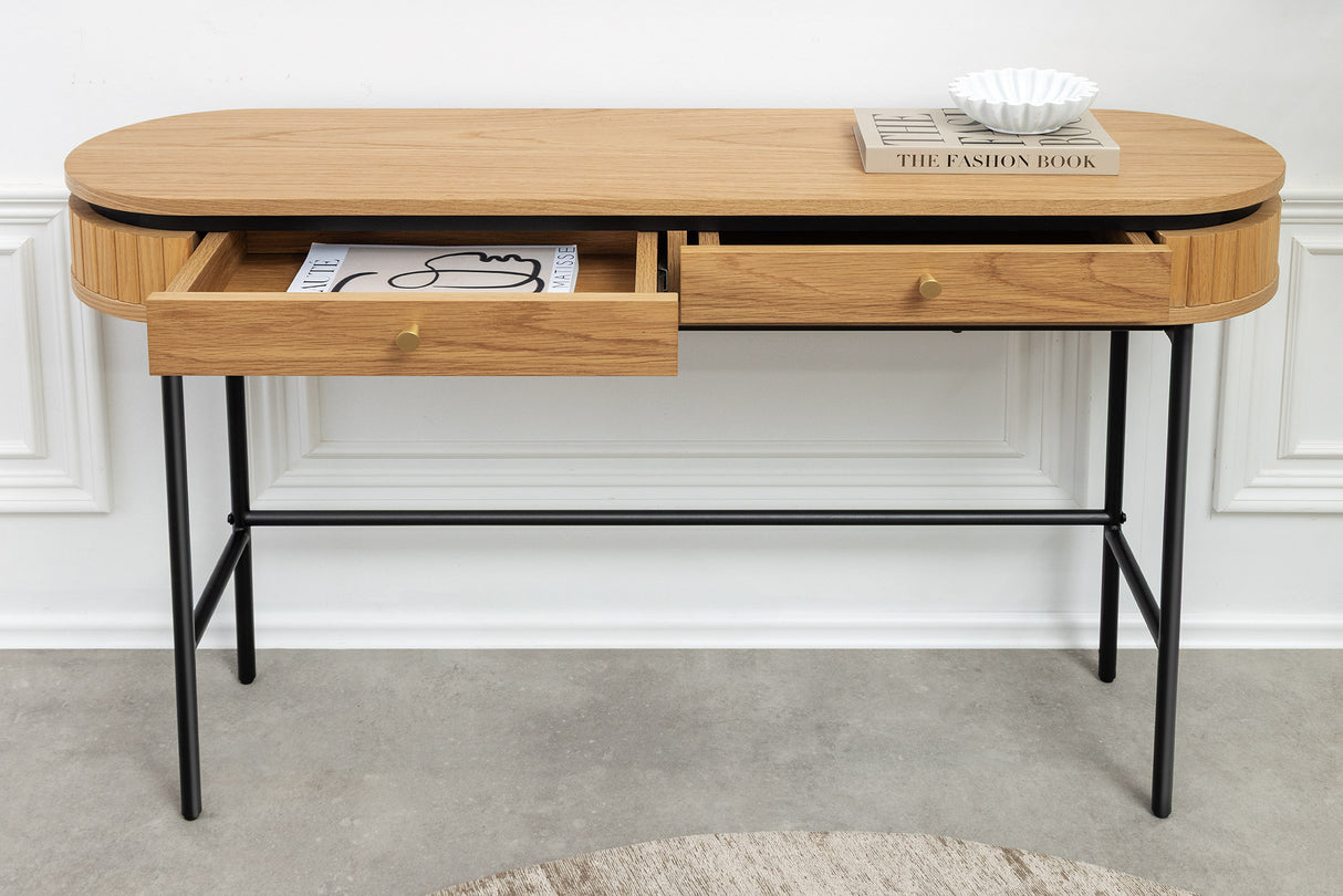 Console ATELIER 120cm natural oak wood look w/ black metal frame