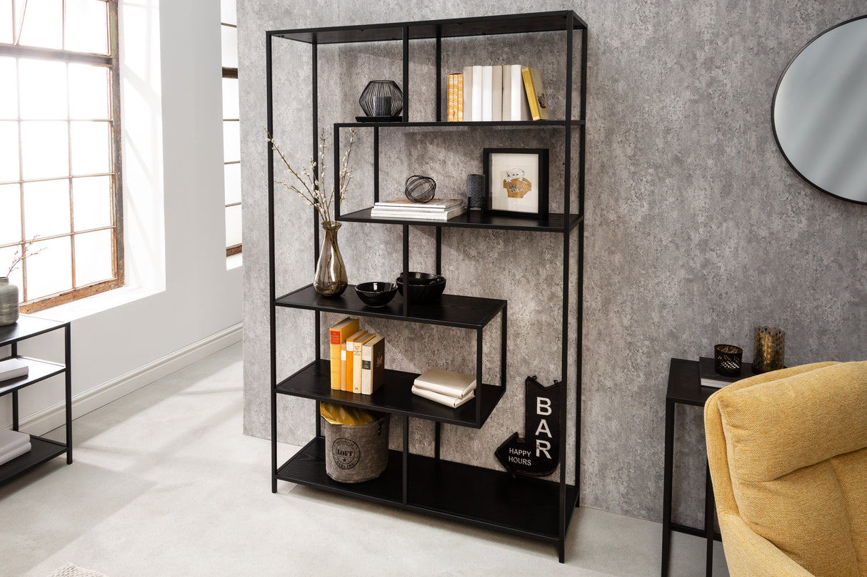 Regal SLIM LINE 185x115cm Esche Holzoptik schwarz