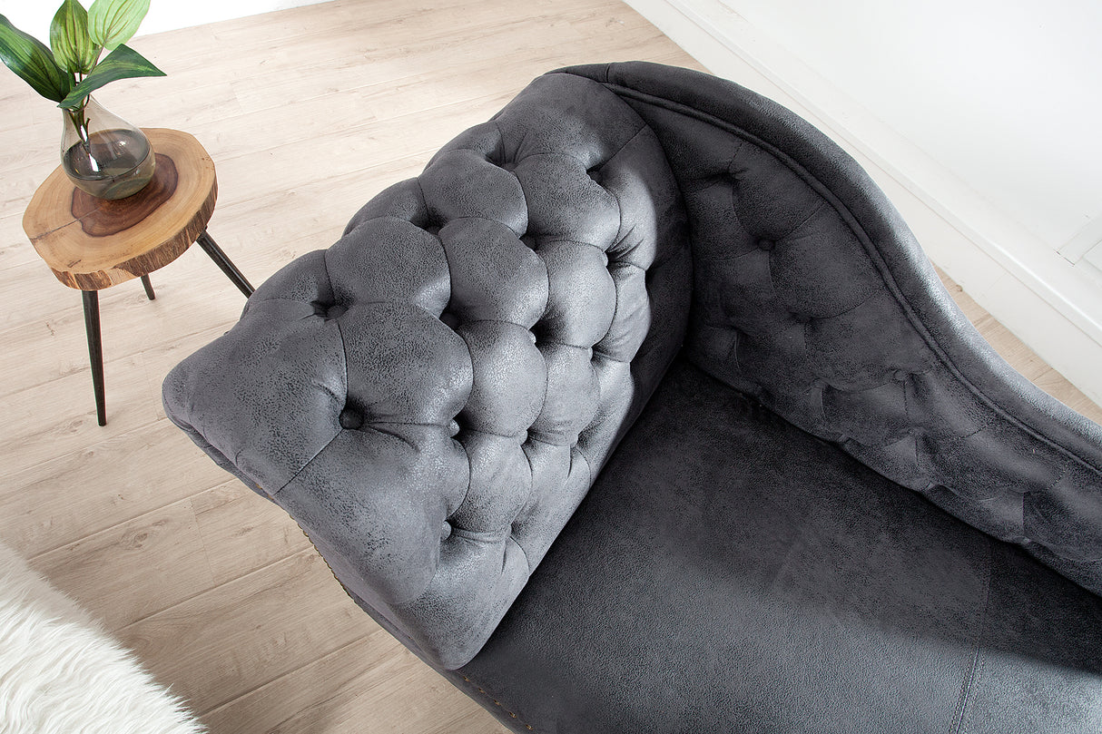 Recamiere CHESTERFIELD Antikoptik Microfaser grau
