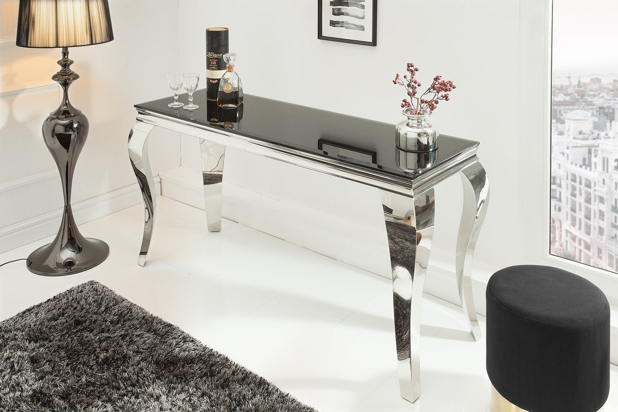 Console MODERN BAROCK 145cm tempered opal glass black