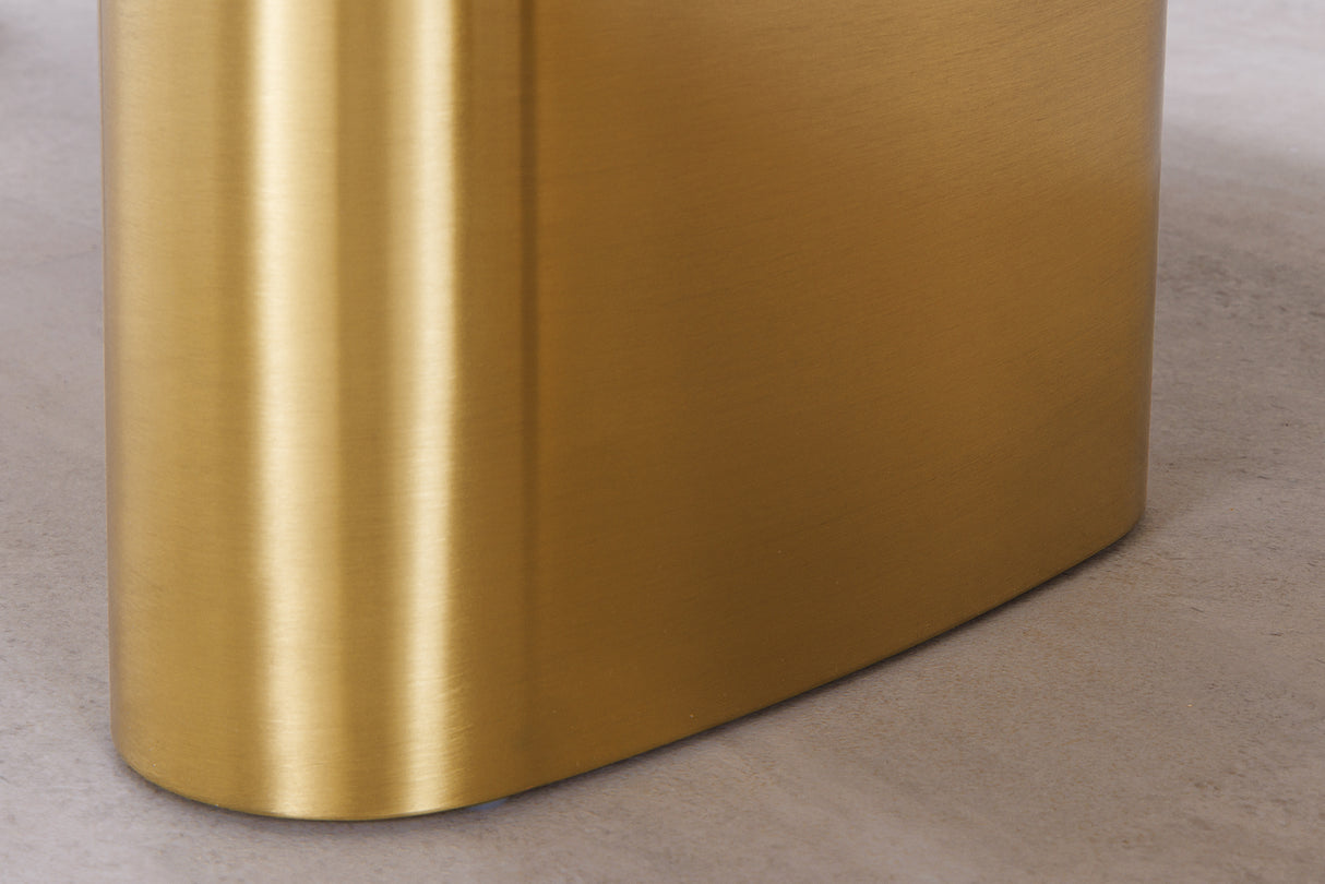 Dining table ORGANIC 200cm oval multicoloured marble top w/ champagne golden frame