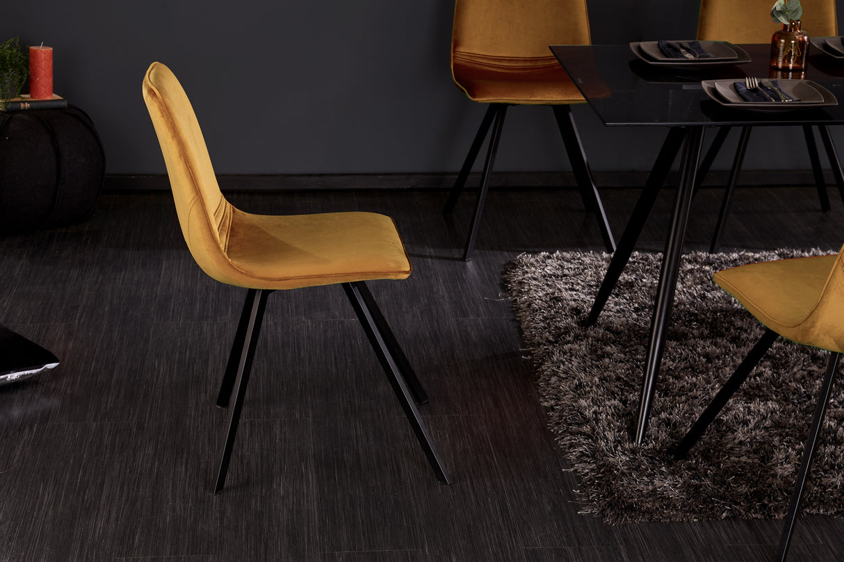 Chair AMSTERDAM retro style velvet mustard yellow