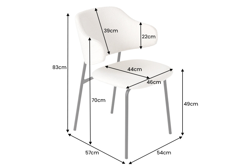 Chair TRACY ALPINE bouclé white black legs