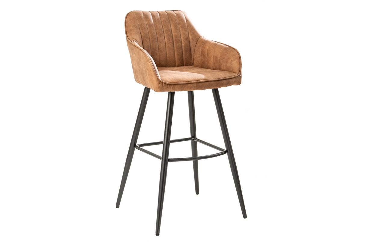 Barstuhl TURIN Mikrofaser vintage braun mit Steppung