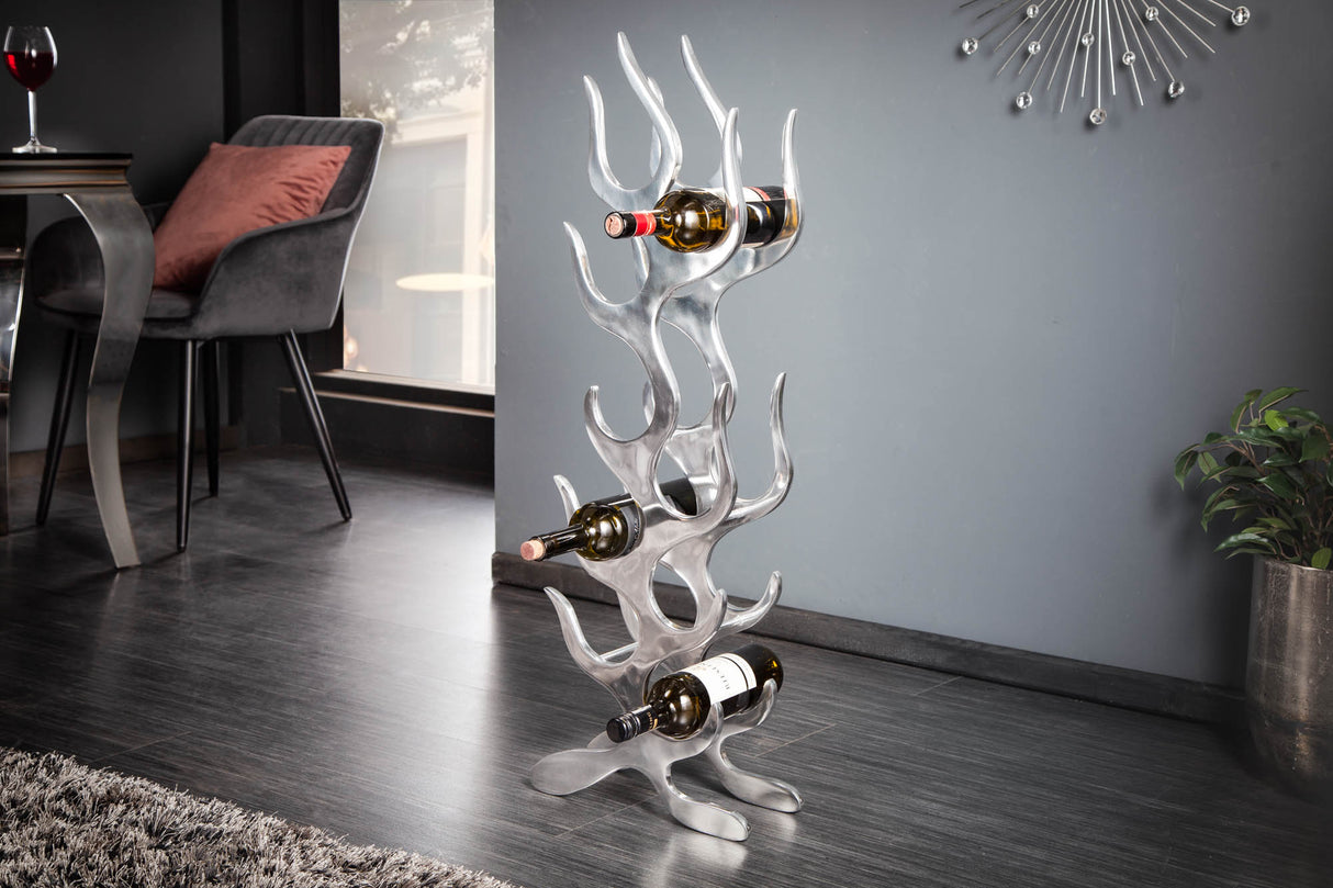 Wine rack FLAMES L 93cm aluminium silver