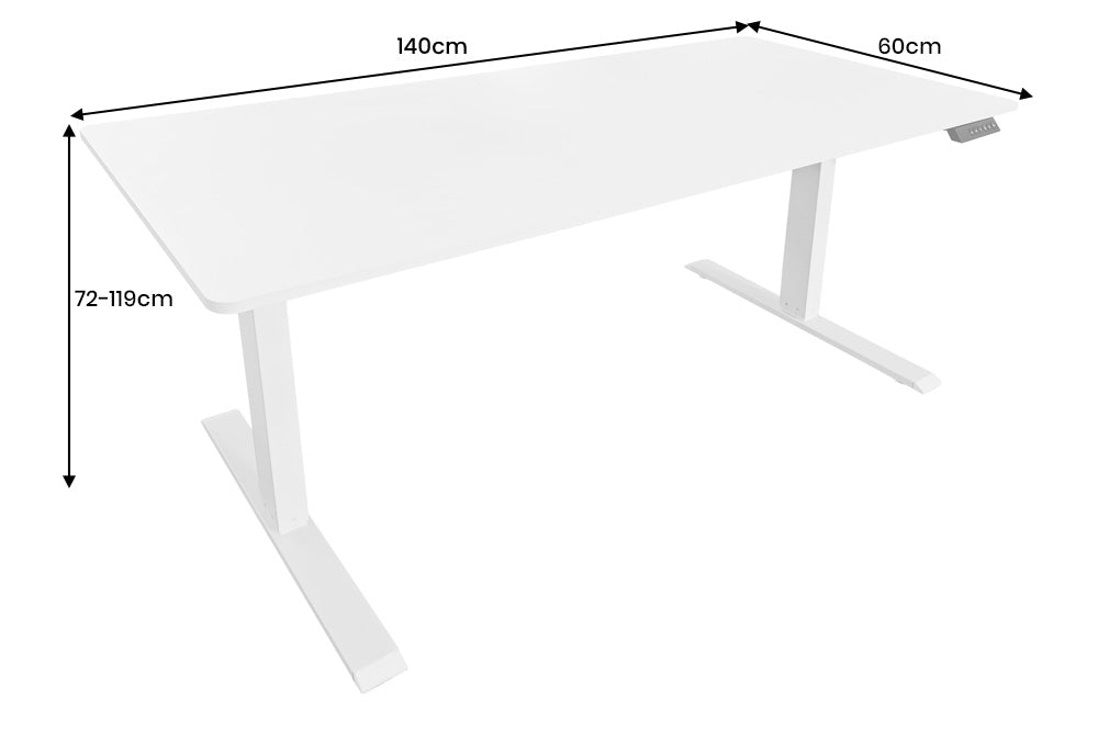 Office desk WHITE DESK 140cm height adjustable white w/ white frame