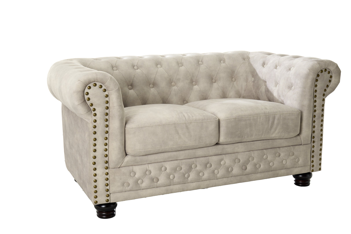 Sofa CHESTERFIELD 150cm 2-Sitzer Samt champagner